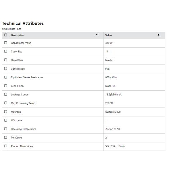 SMD 4V 330uF Tantalum Electrolytic Capacitor T490B337M004ATE800