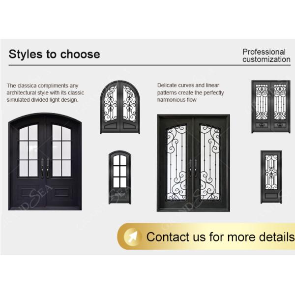 Modern Screen Main Entry Rod House Storm Security Black Single Double Modern Wrought Cost Iron Front Doors
