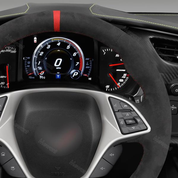 Custom Hand Stitching Durable High Quality Athsuede Steering Wheel Cover for Chevrolet Corvette C7 2015 2016 2017 2018 2019 2020