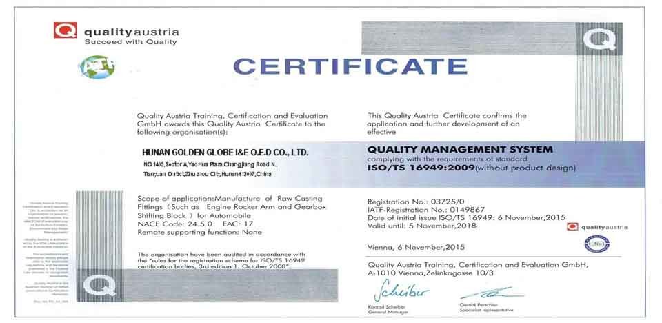 HUNAN GOLDEN GLOBE I AND E OED CO.,LTD. Сертификации