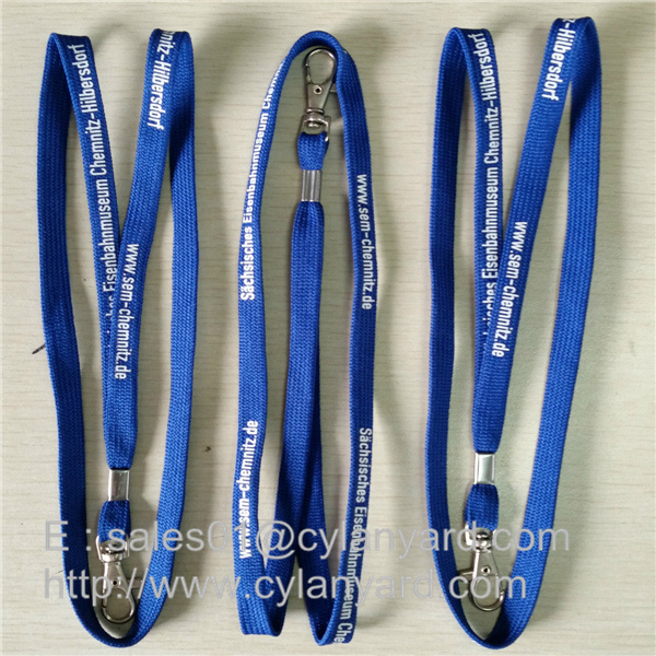 polyester lanyard with metal sheet crimped metal bead, metal crimp neck straps,