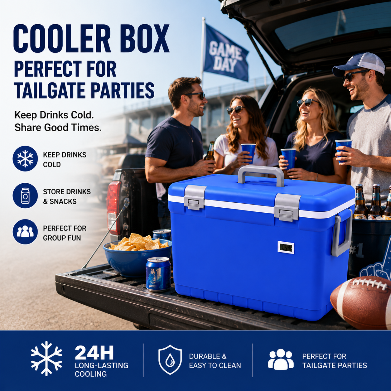 Ice Cooler Box Road Trip & RV Travel: Stackable, 24h cold storage for drinks & fresh food