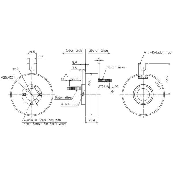 300rpm Hollow Shaft Slip Ring Hole Anti Vibration Corrosion Proof