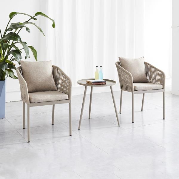 57*58*77cm Modern Garden Outdoor Dining Chair with Aluminum Frame and Woven Rope