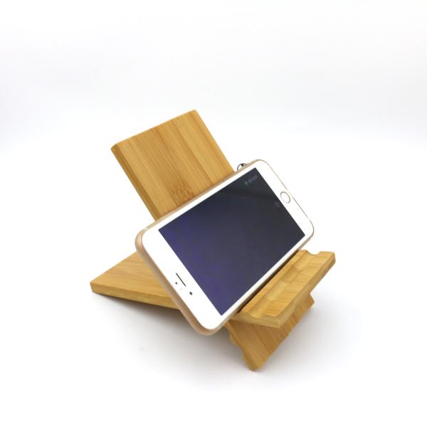 Bamboo Phone Stand Desktop Organizer Charging Station Nightstand Mobile Holder Wood Portable Adjustable Angle