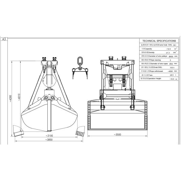 Electro Hydraulic Clamshell Grabs Bulk Cargo Grab Bucket