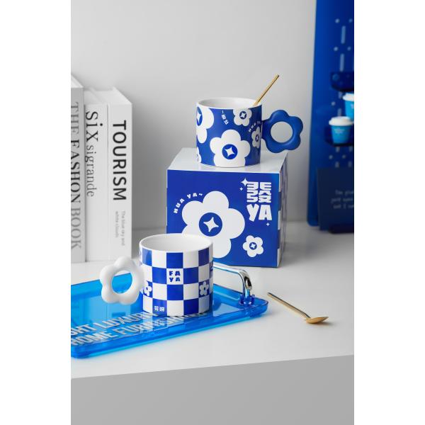 Готовы к поставке оптовые кружки винтажный Клейн синий творческий высокая стоимость керамические мальчики кружки настраиваемые офисная пара