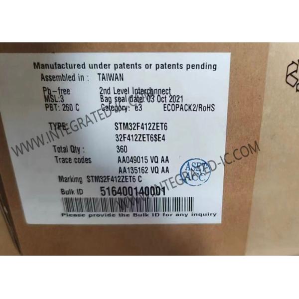 микроконтроллер IC 144-LQFP держателя STM32F412ZET6 трицатидвухразрядного Одно-ядра поверхностный