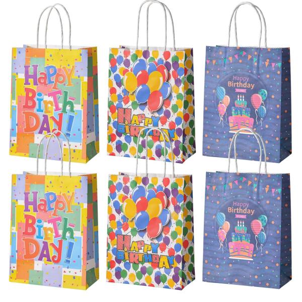 Encomenda personalizada aceita Bolsas de papel Kraft acessíveis para embalagens de doces de aniversário