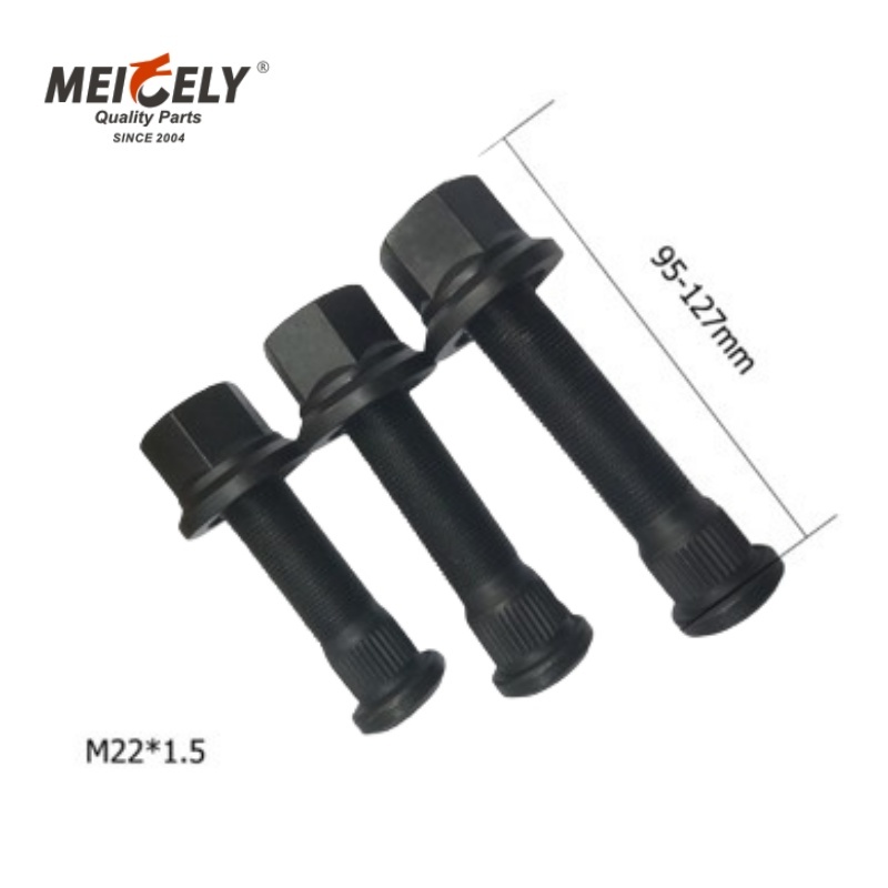 Heavy-Duty Truck Wheel Stud M22x1.5 Hex Bolt - Grade 10.9 Alloy Steel with Black Oxide Surface