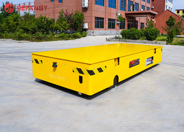 20t Motorized Painting Line Trackless Transfer Cart Four Wheels Steerable Carriage Yellow Color