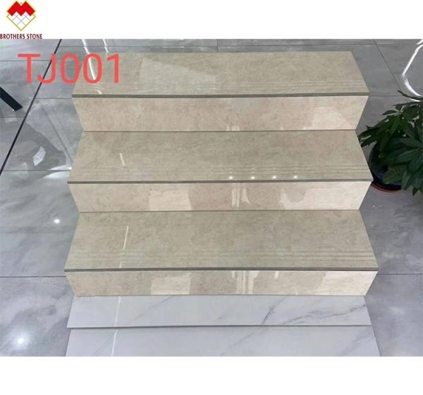 Modern Design Glazed Polished Porcelain Stair Tiles Prices Stone Imitation Texture