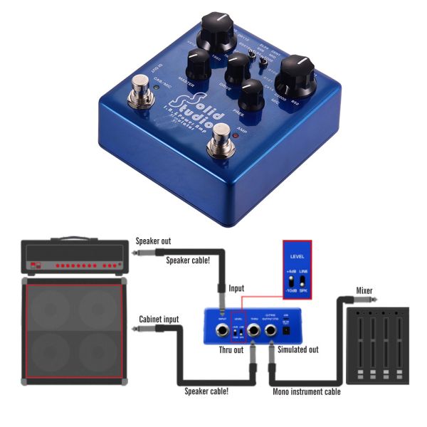 Solid Studio IR Power Amp Simulator Guitar Multi Effect Pedal Dual Footswitch Builtin 8 Cabinet 8 Microphone True Bypass