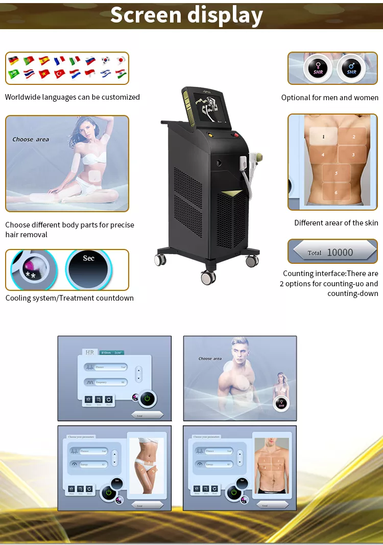 Soprano Ice Platinum 808nm Diode Laser Hair Removal Machine with 800W Laser Power and Sapphire Contact Cooling