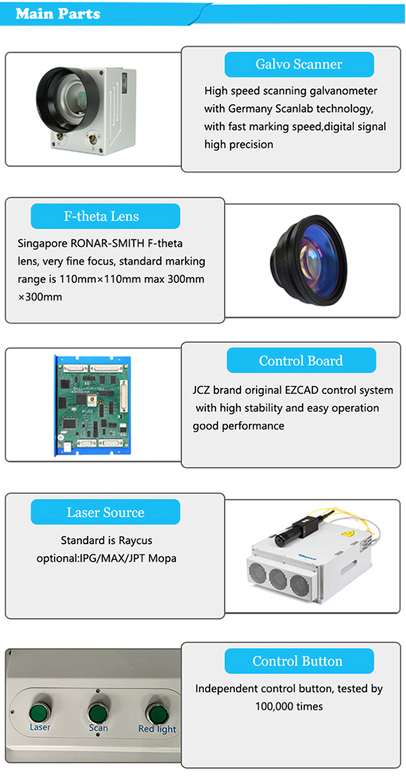 отметка лазера волокна 20W 30W 50W 100W Raycus IPG JPT Mopa