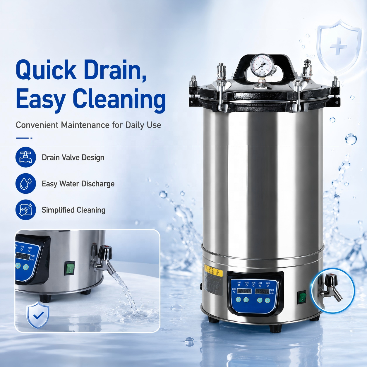 Portable Stainless Steel Laboratory Autoclave Pressure Steam Sterilizer 18L 24L High Temperature Sterilizing Machine