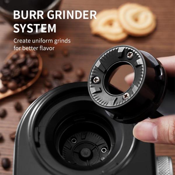 12 Cup Electric Blade Burr Coffee Grinder 16 Grinding Settings Safty Lock Burr Flat Silver