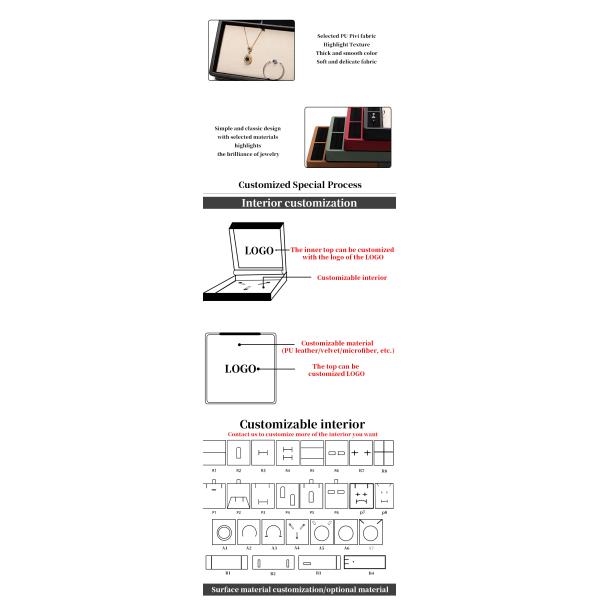 Display plate de joyería de cuero de PU de múltiples compartimentos para pendiente de anillo