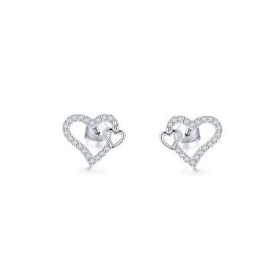 Emerald Cut VVS Moissanite Jewelry Heart Stud Earrings OEM