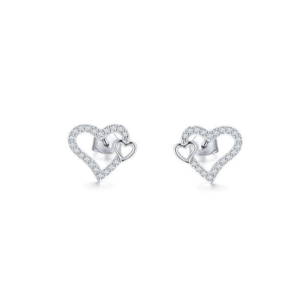 Emerald Cut VVS Moissanite Jewelry Heart Stud Earrings OEM