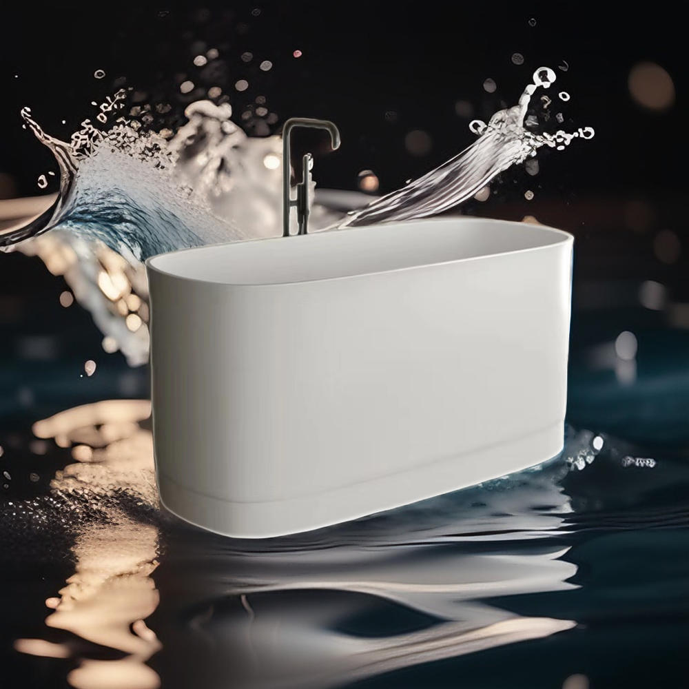 Compact Resin Freestanding Bathtub 1300mm Homogeneous Solid Surface