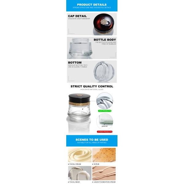 Косметика Крем для лица Стеклянная банка 50 мл и стеклянная упаковка Круглая стеклянная бутылка с морозом Качество на заказ 5г 10г 15г