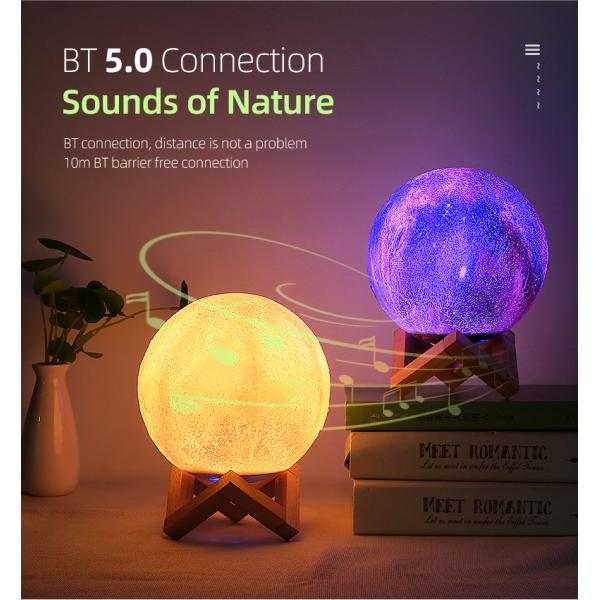 Design Wireless Speaker With Remote Controller Plastic Cabinet Material Muti-Colors 3d Star Moon Light for Christmas Gift