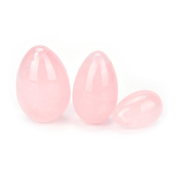 3pcs 3size Jade Egg Drilled Vaginal Tightening Body Massage Natural Rose Quartz Yoni Eggs For Women Kegel Exercise