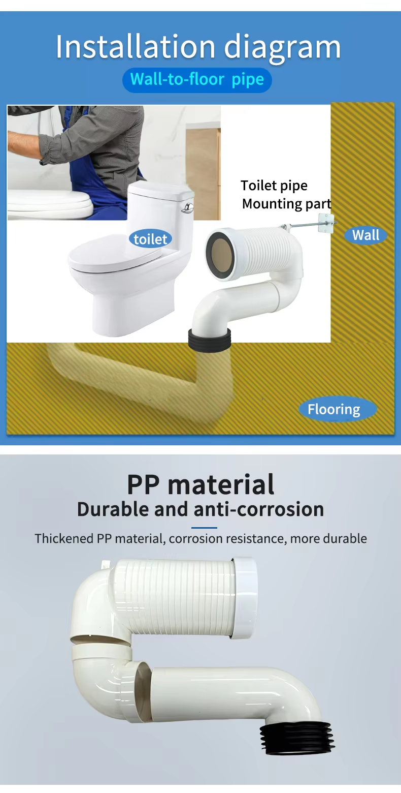 White PVC Bathroom Pipe Connector Type Toilet Accessory Toilet Sitting Basin Pipe