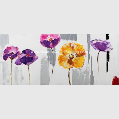 Sumário pintado à mão Art Canvas Paintings, arte floral roxa acrílica da parede