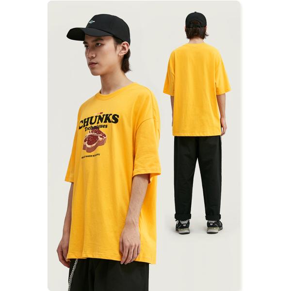 Spring And Summer Steak Meat Food Print Loose T-Shirt Short Sleeve 180g/m2