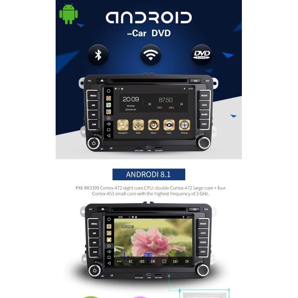 7 Inch Touch Screen Volkswagen DVD Player Android 8.1 Car With Wifi BT GPS AUX