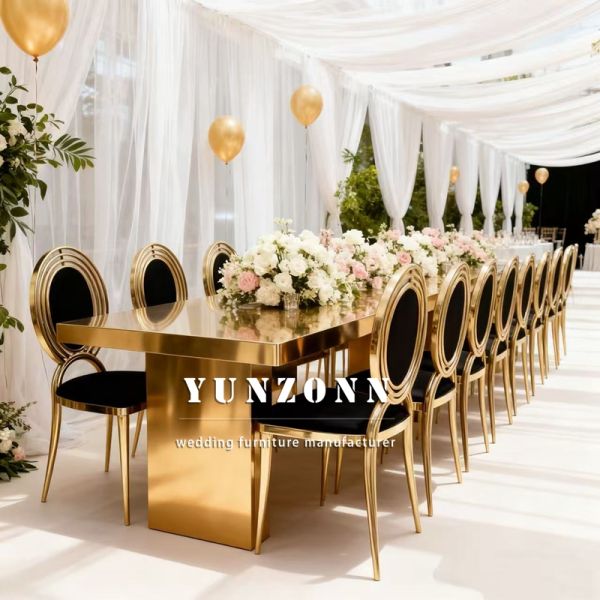 Hot Sales Wholesale Popular Outdoor Hall Event Rental Modern Gold Metal Frame Wedding Chairs Events