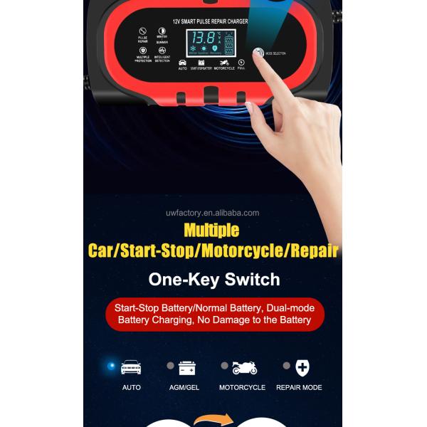 OEM Orders 12V 10A 15A Automatic Charging Smart Auto Charger Portable Car Motorcycle Battery Charger for Lead Acid Battery