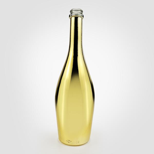 750ml Electroplating Gold Color Champagne Glass Bottle With Cork for Beverage Industrial