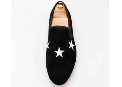 Sapatilhas masculinas de veludo azul escuro Sapatilhas de fumaça elegantes de estrela Sapatilhas bordadas personalizadas