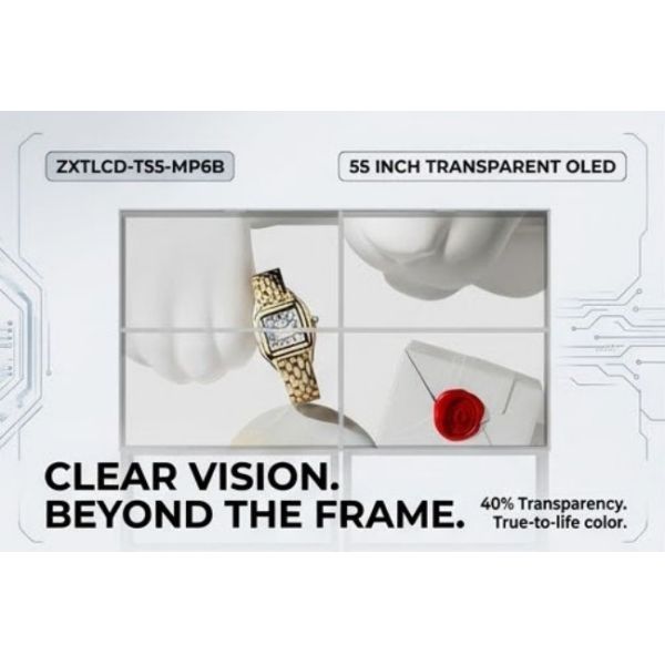 55 Inch 4K Resolution Ultra-Clear Transparent OLED splicing module for Stunning Digital Advertising Display