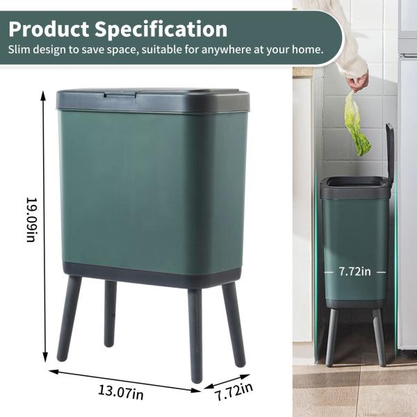 Large Household Bathroom Living Room Kitchen Bedroom Free Bending Trash Can Waste Bins Garbage Can with Cover