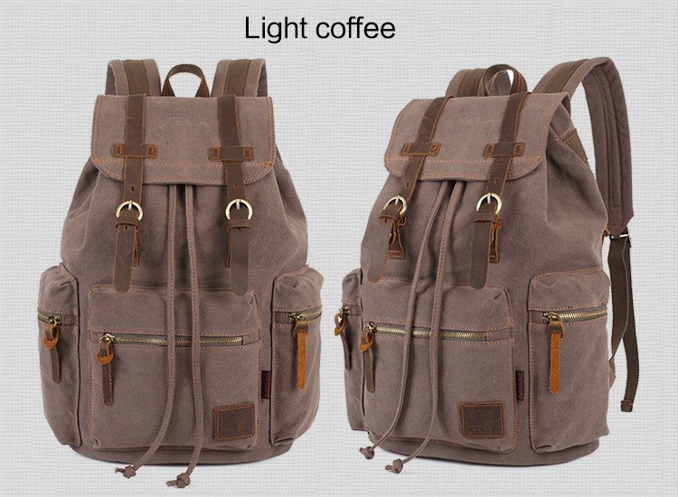 Женщины рюкзака кожи холста Drawstring большого перемещения Unisex