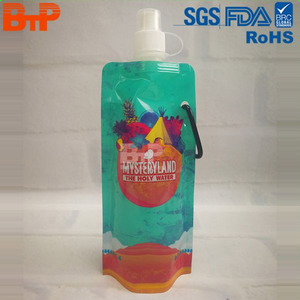 Customized Printed Stand Up Spout Pouch 500ml Juice Packaging Bag Folded the kettle. Mountaineering water bag