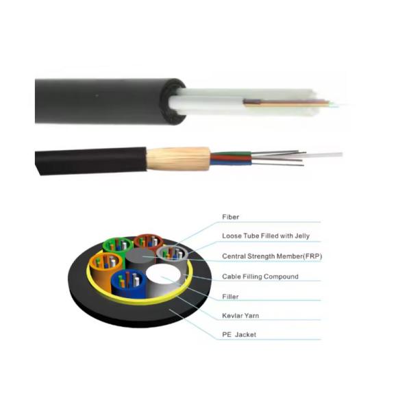 24 Threads Span 100 4km ADSS Fiber Optic Cable 18 Core Fiber Optic Communication Cable