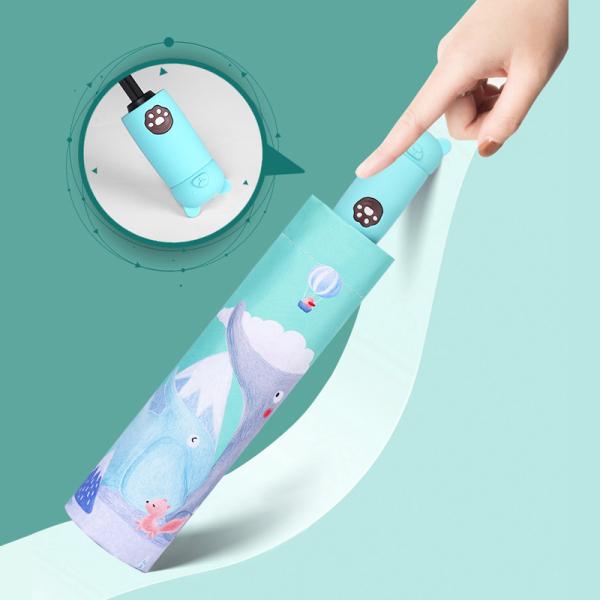 Adults Unique Pattern Self Fold Sun Rain Kids Umbrella with Rubber Coated Handle
