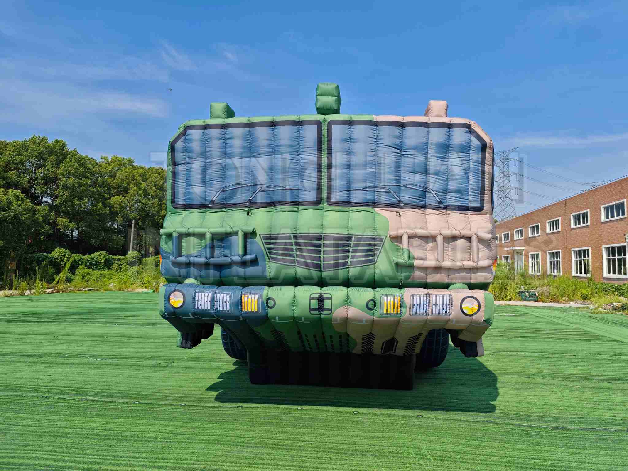 Custom Inflatable Launcher Vehicle Replica with Long Canister Body Multi Axle Chassis and Camouflage Printing for Training Displays and Outdoor Projects