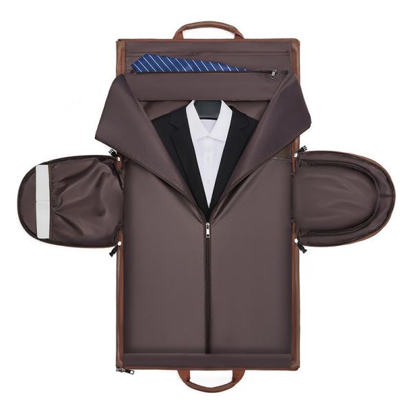 Saco de viagem de couro PU para exterior Marrom com compartimento de calçado separado