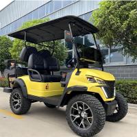 2 + 2 asientos de lujo de color amarillo brillante carro de golf eléctrico con alta potencia de caballos 14 pulgadas de neumáticos de todo terreno batería de litio