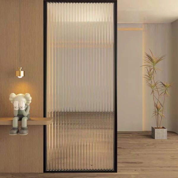 UV Protection Curtain Wall Decorative Glass Panel 8mm Transparent Rainbow Embossed Glass