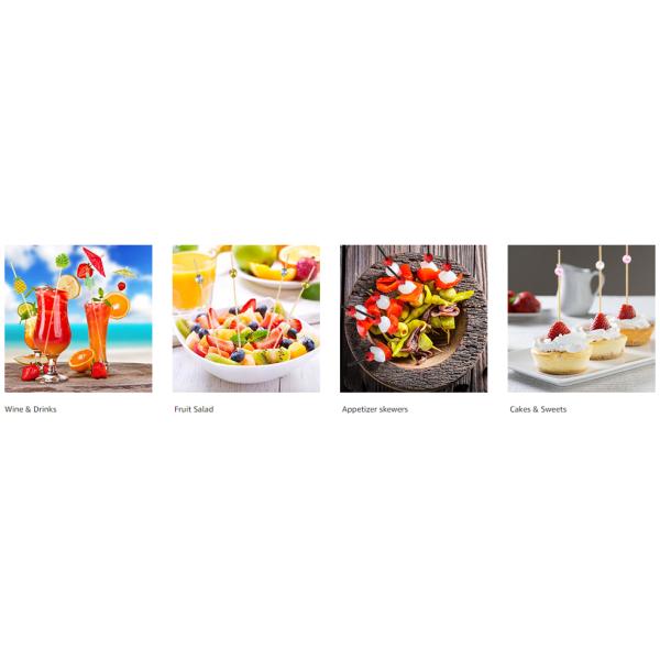 White Pearl Disposable Decorative Bamboo Picks For Cocktail Party 12CM