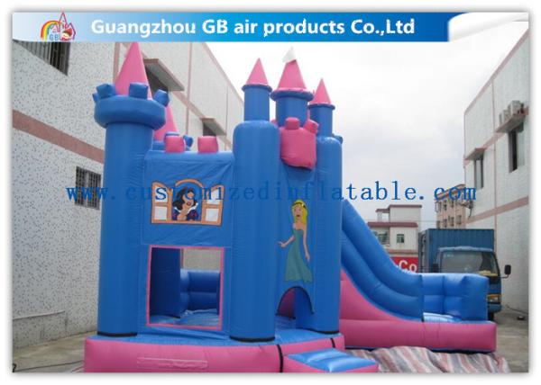 Lovely Indoor / Outdoor Princess Bounce House Inflatable With Slide For Little Kids