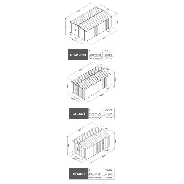 13x10 20x10 Metal Shed , Large Metal Storage Shed 15m2 18m2 Anthracite Green Brown