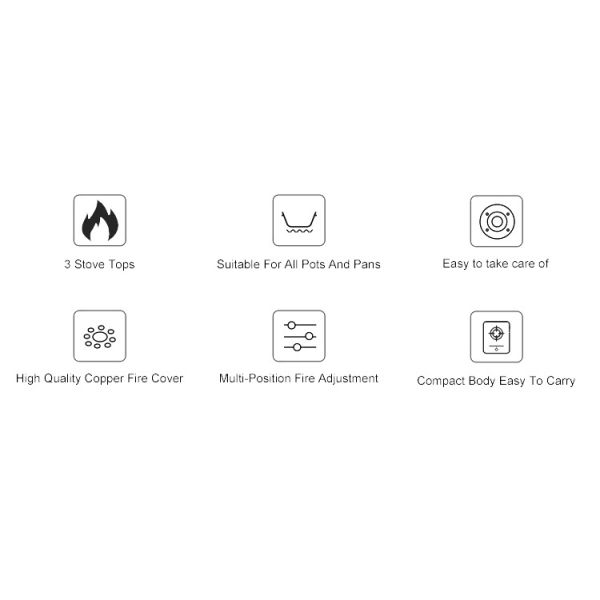 Réchaud de camping 3 brûleurs multifonction, sûr, facile à utiliser et à nettoyer